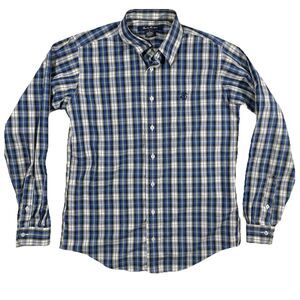 Brooks Brothers Boys Shirt Size 14/16 Blue Yellow Plaid Long Sleeve Button Down